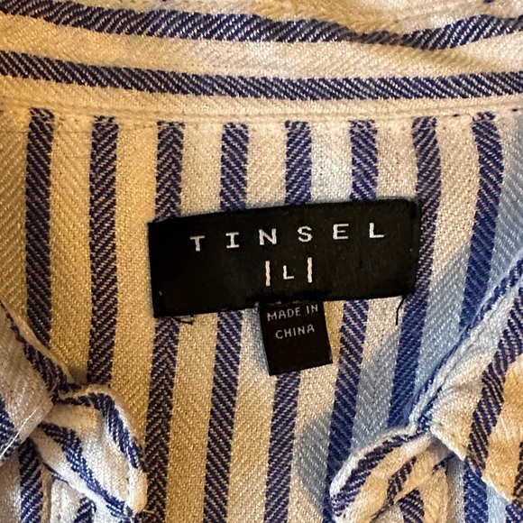 Tinsel Women's Blue and White Striped Blouse - Picture 2 of 4